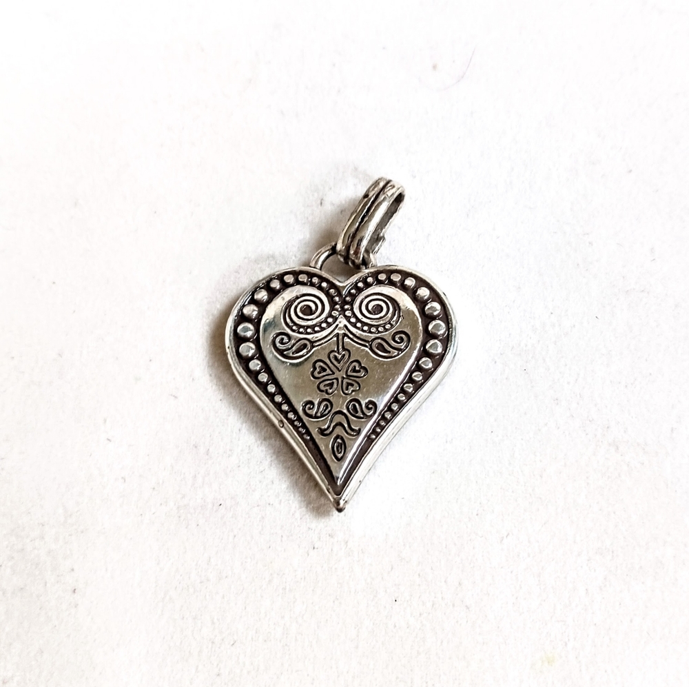 Brighton Heart Pendant Silver Scroll Reversible